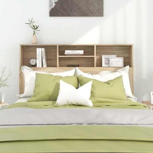 Headboard Cabinet Bed Frame Head Storage Shelf Board Bedhead Sonoma Oak 140x19x103.5cm - Image 3