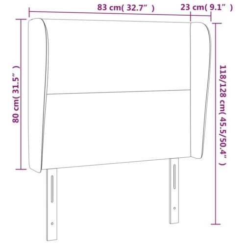 Ear Winged Headboard Black Faux Leather Bed Head Board Bedhead 83x23x118/128cm - Image 9