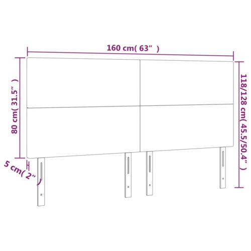 LED Lights Headboard Bed Frame Head Bedhead Board Grey Velvet 160cm Queen Size - Image 6