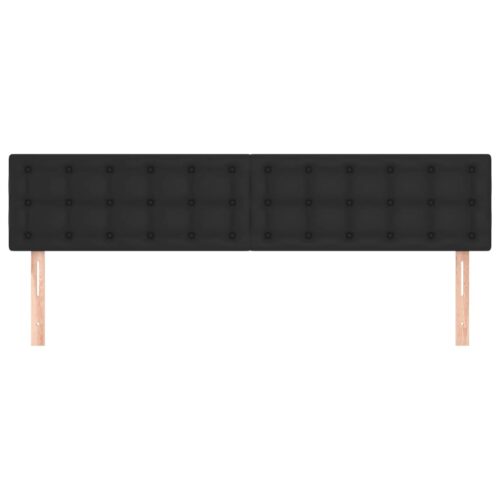 2pcs Headboards Black 100x5x78/88cm Faux Leather Bed Frame Head Board - Image 3