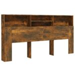Headboard Cabinet Bed Frame Head Storage Shelf Board Bedhead Smoked Oak 200x19x103.5cm