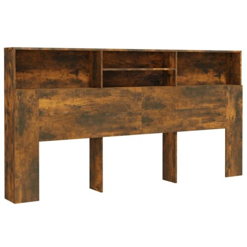 Headboard Cabinet Bed Frame Head Storage Shelf Board Bedhead Smoked Oak 200x19x103.5cm