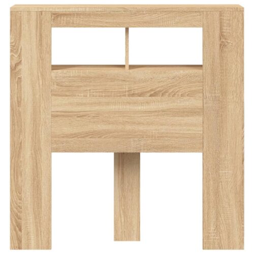 LED Lights Cabinet Wooden Bed Frame Head Storage Shelf Bedhead Oak 100cm - Image 6