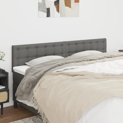 2pcs Headboards Dark Grey 80x5x78/88cm Fabric Queen Bed Frame Head Board Bedhead - Image 2