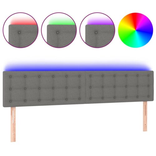 LED Lights Headboard Bed Frame Head Bedhead Board Fabric Grey 160cm Queen Size