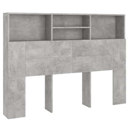Headboard Cabinet Bed Frame Head Storage Shelf Board Bedhead Concrete Grey 140x19x103.5cm