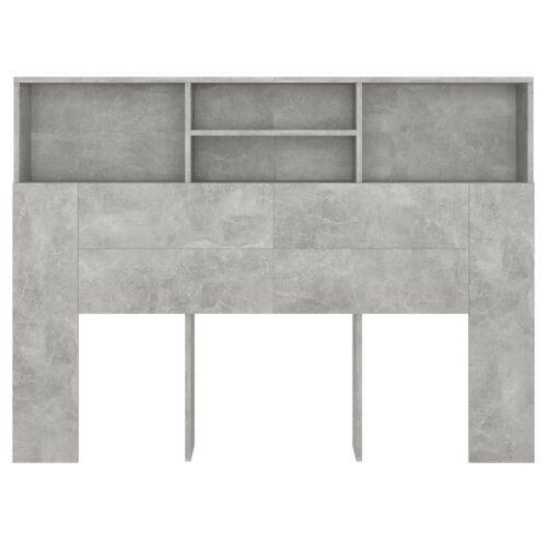 Headboard Cabinet Bed Frame Head Storage Shelf Board Bedhead Concrete Grey 140x19x103.5cm - Image 5