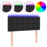 LED Lights Headboard Bed Head Bedhead Board Faux Leather Black 100cm Single Size