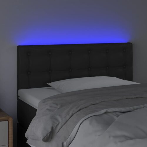 LED Lights Headboard Bed Head Bedhead Board Faux Leather Black 100cm Single Size - Image 3