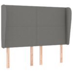 Headboard with Ears Dark Grey 147x23x118/128cm Fabric