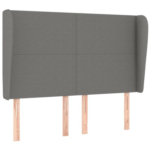 Headboard with Ears Dark Grey 147x23x118/128cm Fabric