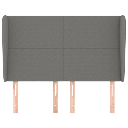 Headboard with Ears Dark Grey 147x23x118/128cm Fabric - Image 3