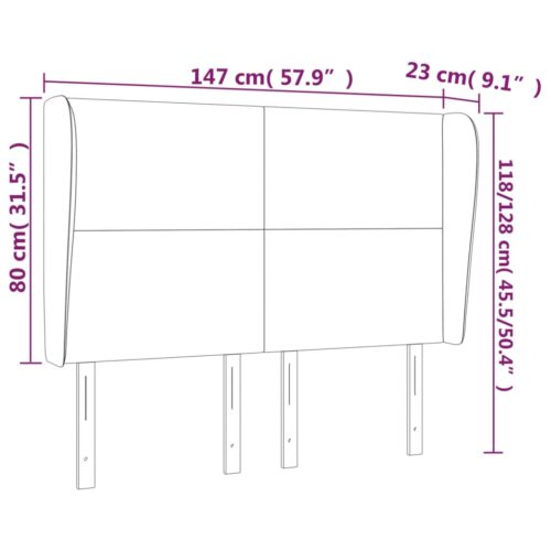 Headboard with Ears Dark Grey 147x23x118/128cm Fabric - Image 9