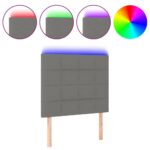 LED Headboard Dark Grey 80x5x118/128cm Fabric