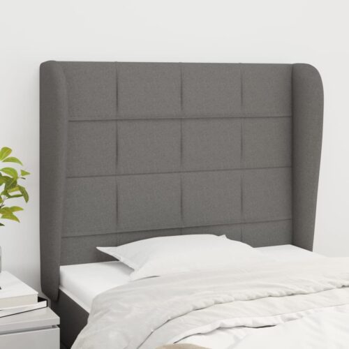 Headboard with Ears Dark Grey 83x23x118/128cm Fabric - Image 2