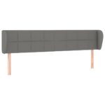 Headboard with Ears Dark Grey 163x23x78/88cm Fabric