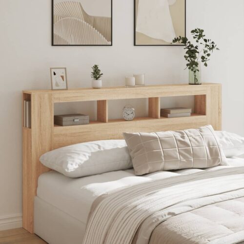 LED Headboard Sonoma Oak 180cm Engineered Wood - Image 4