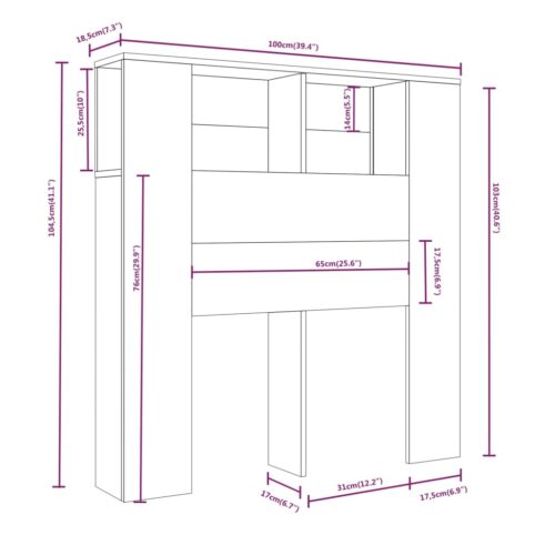 Headboard Cabinet White 100x18.5x104.5cm - Image 6