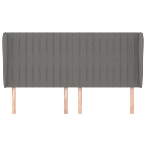 Headboard with Ears Dark Grey 203x23x118/128cm Fabric - Image 3