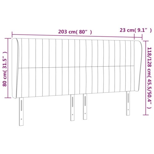 Headboard with Ears Dark Grey 203x23x118/128cm Fabric - Image 9