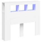 LED Headboard White 120cm Engineered Wood