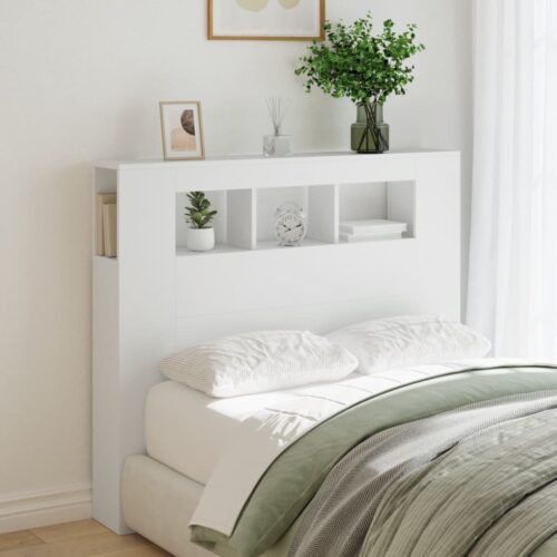 LED Headboard White 120cm Engineered Wood - Image 3