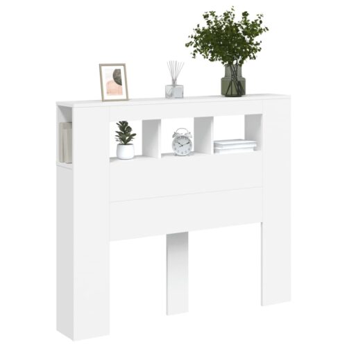 LED Headboard White 120cm Engineered Wood - Image 4