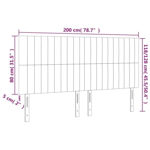 LED Lights Headboard Bed Frame Head Bedhead Board Grey Fabric 200cm King Size - Image 6