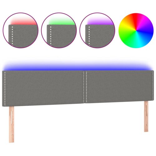 LED Bed Frame Headboard Head Dark Grey 160x5x78/88cm Fabric