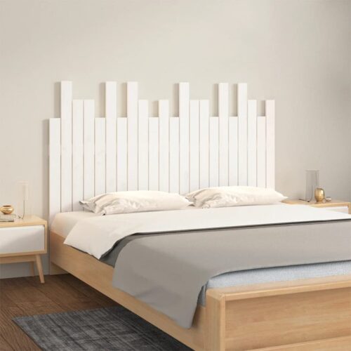 Wall Headboard White 140cm Solid Wood Pine - Image 2