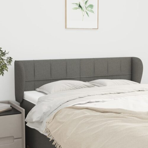 Headboard with Ears Dark Grey 147x23x78/88cm Fabric - Image 2