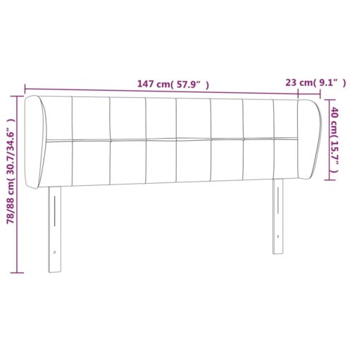 Headboard with Ears Dark Grey 147x23x78/88cm Fabric - Image 9