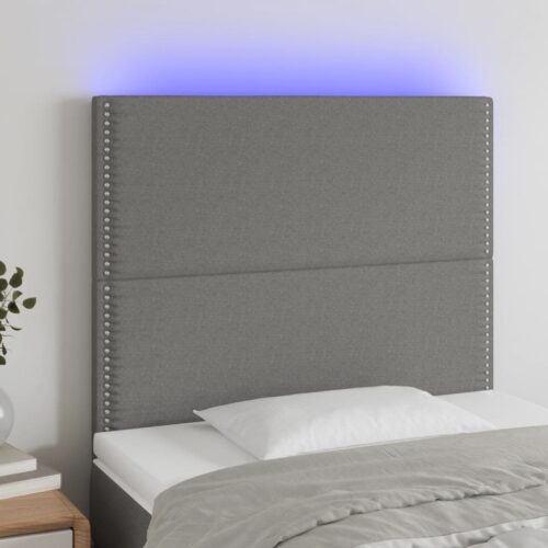 LED Lights Headboard Dark Grey Fabric Bed Frame Head Bedhead 80cm - Image 2