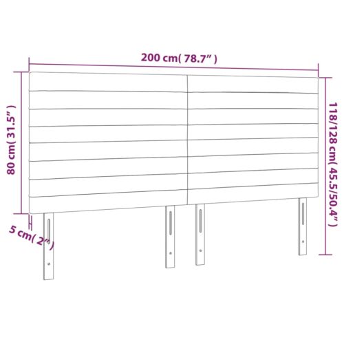 LED Headboard Dark Grey 200cm Fabric - Image 6