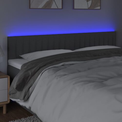 LED Lights Headboard Bed Frame Head Bedhead Board Fabric Grey 160cm Queen Size - Image 3