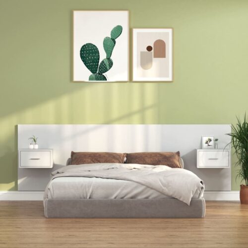 Bed Headboard with Cabinets White 160cm Engineered Wood - Image 2