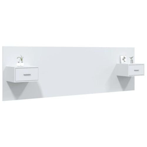 Bed Headboard with Cabinets White 160cm Engineered Wood - Image 3