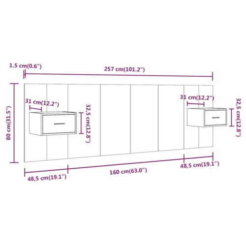 Bed Headboard with Cabinets White 160cm Engineered Wood - Image 9
