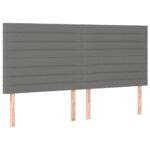 Queen Size 4pcs Bed Frame Headboard Heads Dark Grey 80x5x78/88cm Fabric