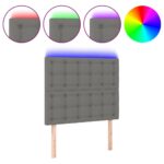 LED Headboard Dark Grey 100x5x118/128cm Fabric