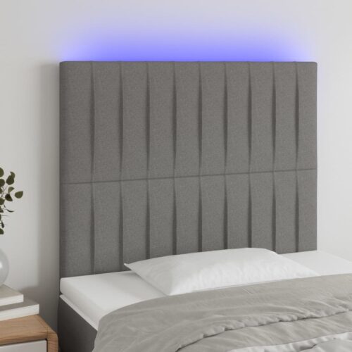 LED Headboard Dark Grey 100x5x118/128cm Fabric - Image 2