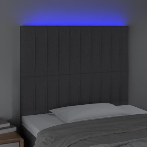 LED Headboard Dark Grey 100x5x118/128cm Fabric - Image 3