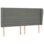 Bed Frame Headboard Head Dark Grey 163x23x118/128cm Fabric