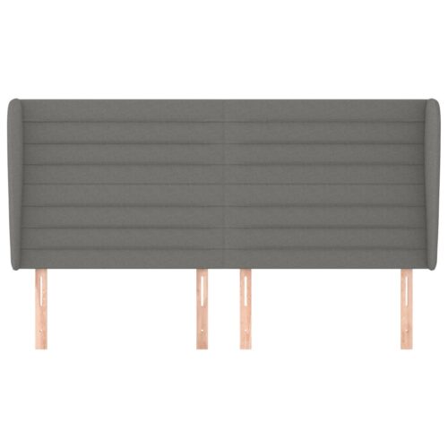 Bed Frame Headboard Head Dark Grey 163x23x118/128cm Fabric - Image 3
