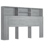 Headboard Cabinet Bed Frame Head Storage Shelf Board Bedhead Grey Sonoma 160x19x103.5cm