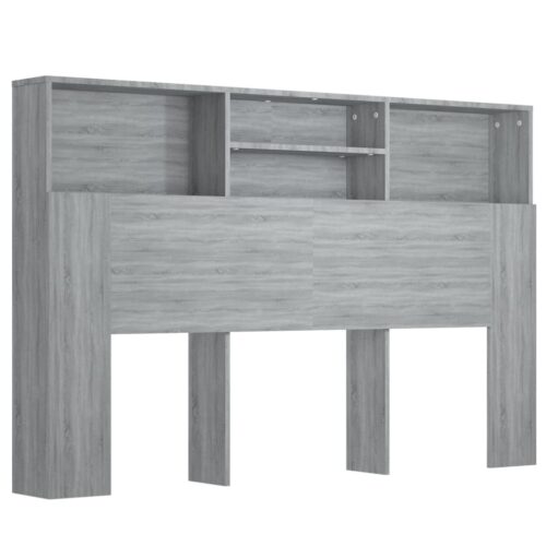 Headboard Cabinet Bed Frame Head Storage Shelf Board Bedhead Grey Sonoma 160x19x103.5cm