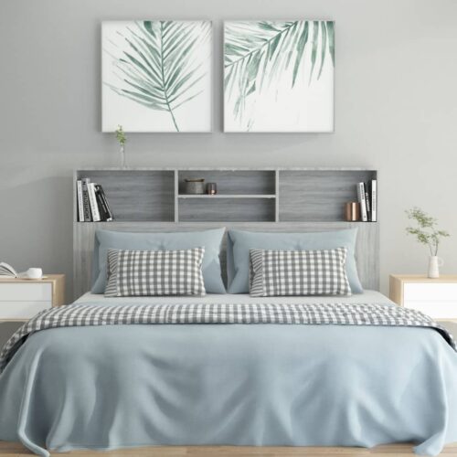 Headboard Cabinet Bed Frame Head Storage Shelf Board Bedhead Grey Sonoma 160x19x103.5cm - Image 3