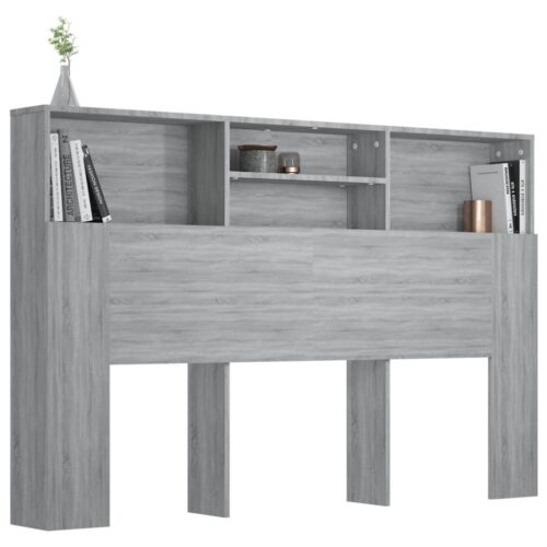 Headboard Cabinet Bed Frame Head Storage Shelf Board Bedhead Grey Sonoma 160x19x103.5cm - Image 4
