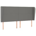 Headboard with Ears Dark Grey 203x23x118/128cm Fabric