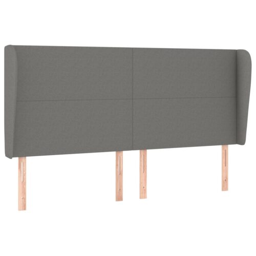Headboard with Ears Dark Grey 203x23x118/128cm Fabric